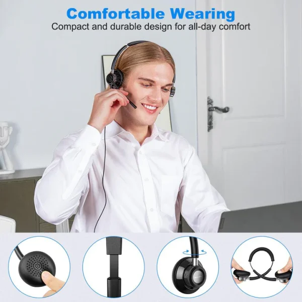 New bee Stereo Pin Headset with Microphone for PC, Computer Headset - Image 3