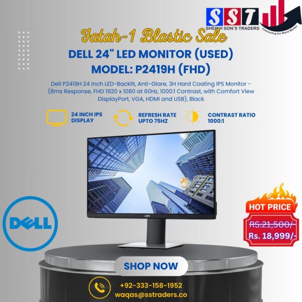 Dell 24" LED monitor (used) Model: P2419H (FHD)