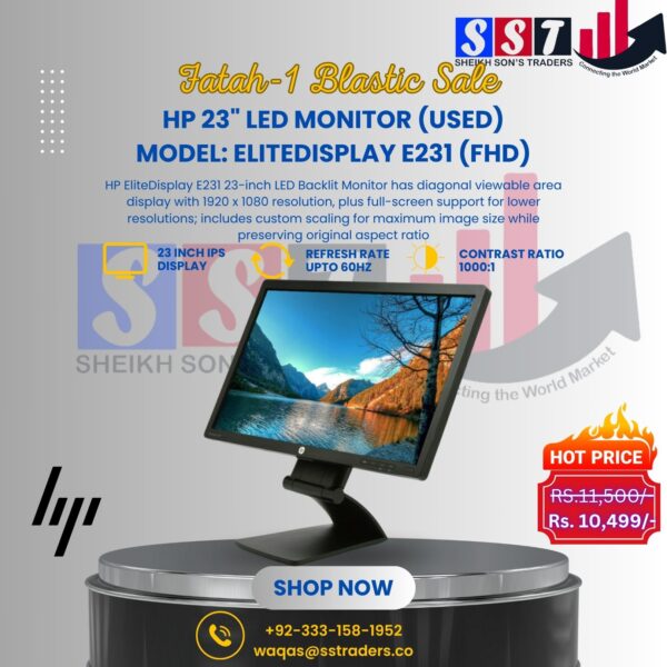 HP 23" LED Monitor (used) Model: EliteDisplay E231 (FHD)